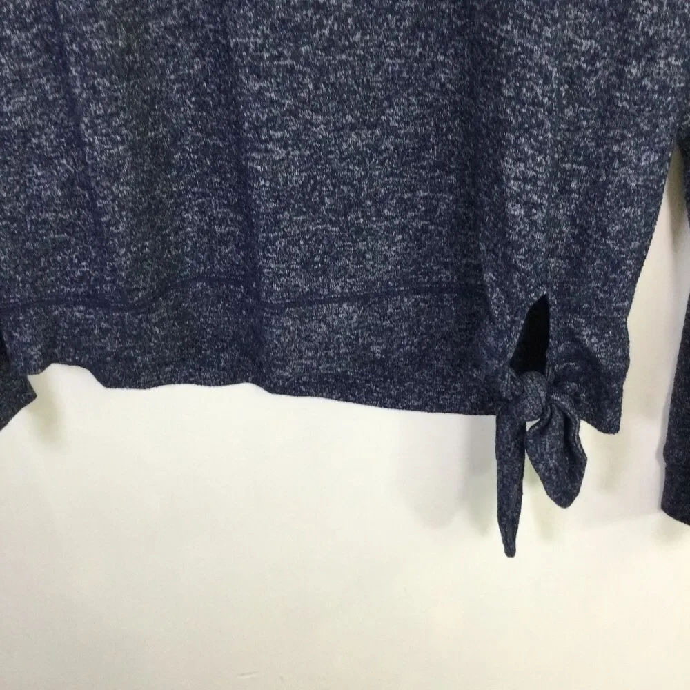 J by J. Crew Women Super Soft Side Tie Crew Neck Sweater Marled Navy Blue Size M